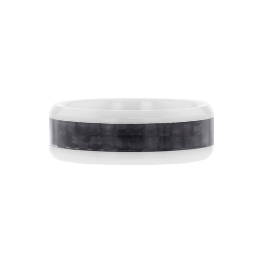 Jackson White Ceramic & Black Carbon Fiber Wedding Ring