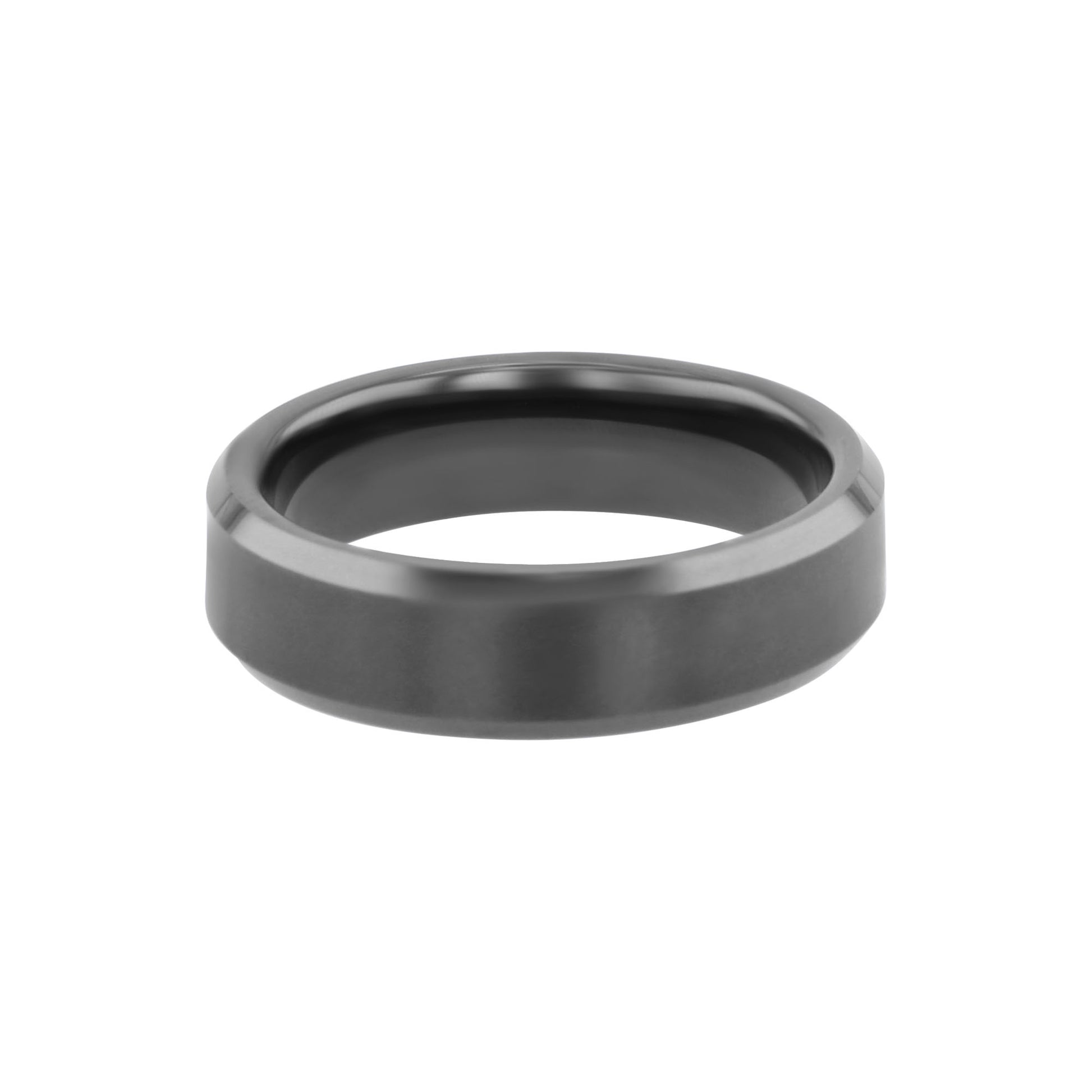 Fraser Black Ceramic Beveled Wedding Ring - 6mm