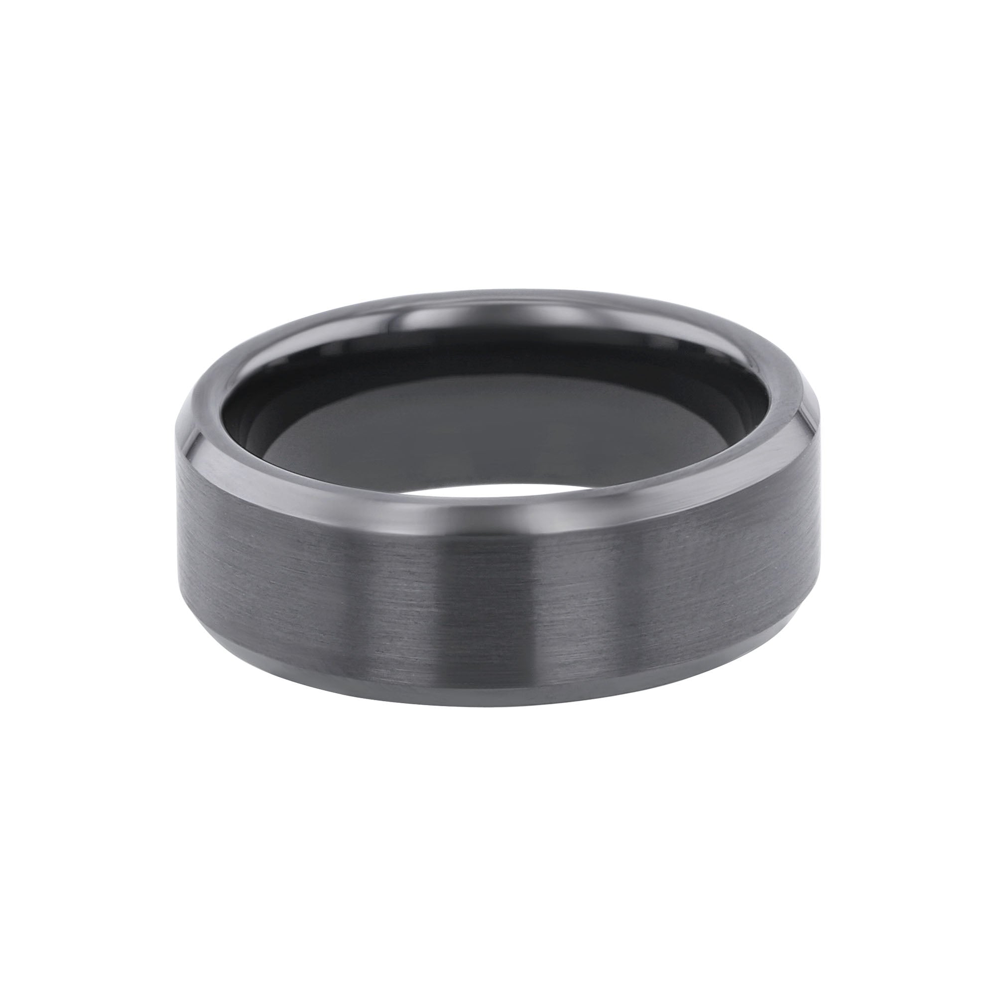 Fraser Black Ceramic Beveled Wedding Ring - 8mm