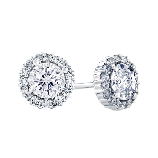 Mirage Halo Diamond Stud Earrings 1/2ct