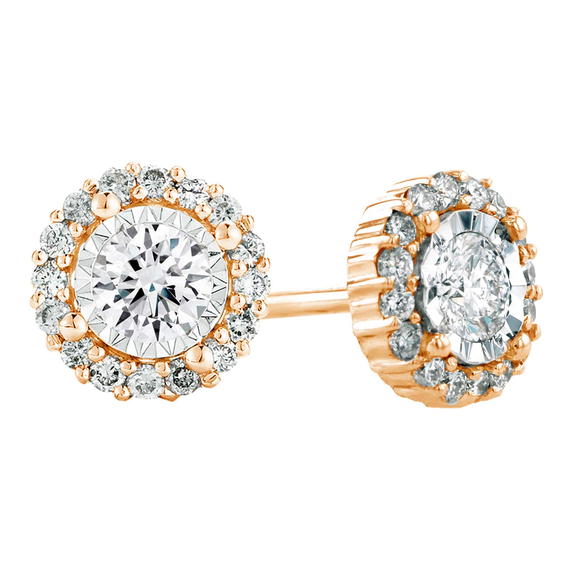 Halo Oval Diamond Stud Earrings