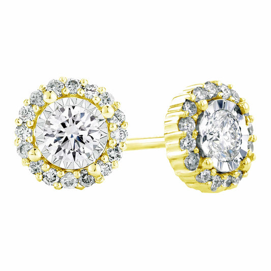 Mirage Halo Diamond Stud Earrings 1ct