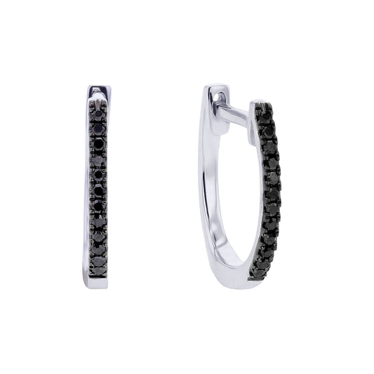 Classic Pave Black Diamond Huggie Hoop Earrings