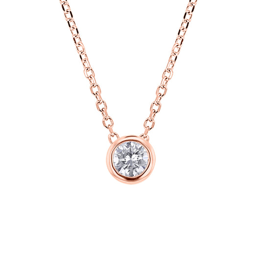 Diamond Bezel Solitaire Necklace 3/8ct