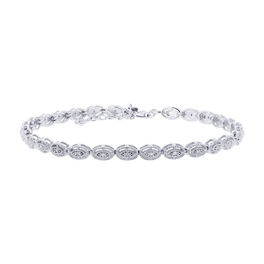 Silver Antique Oval Diamond Bracelet