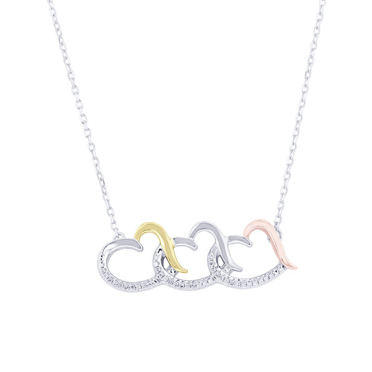 Horizontal Cascading Hearts Diamond Pendant