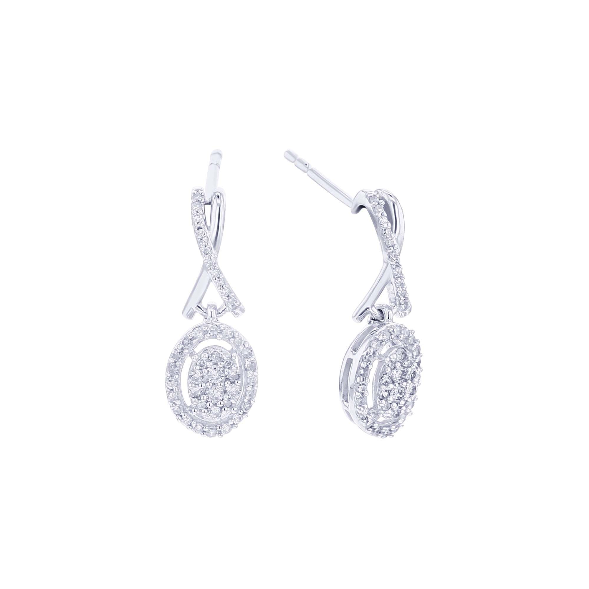 Shops Silver Diamond Drop Earrings