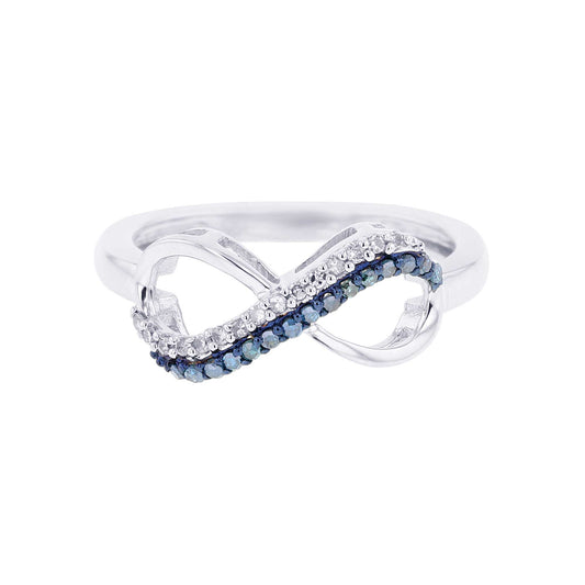 Silver Legacy Infinity Sky Blue & White Diamond Ring