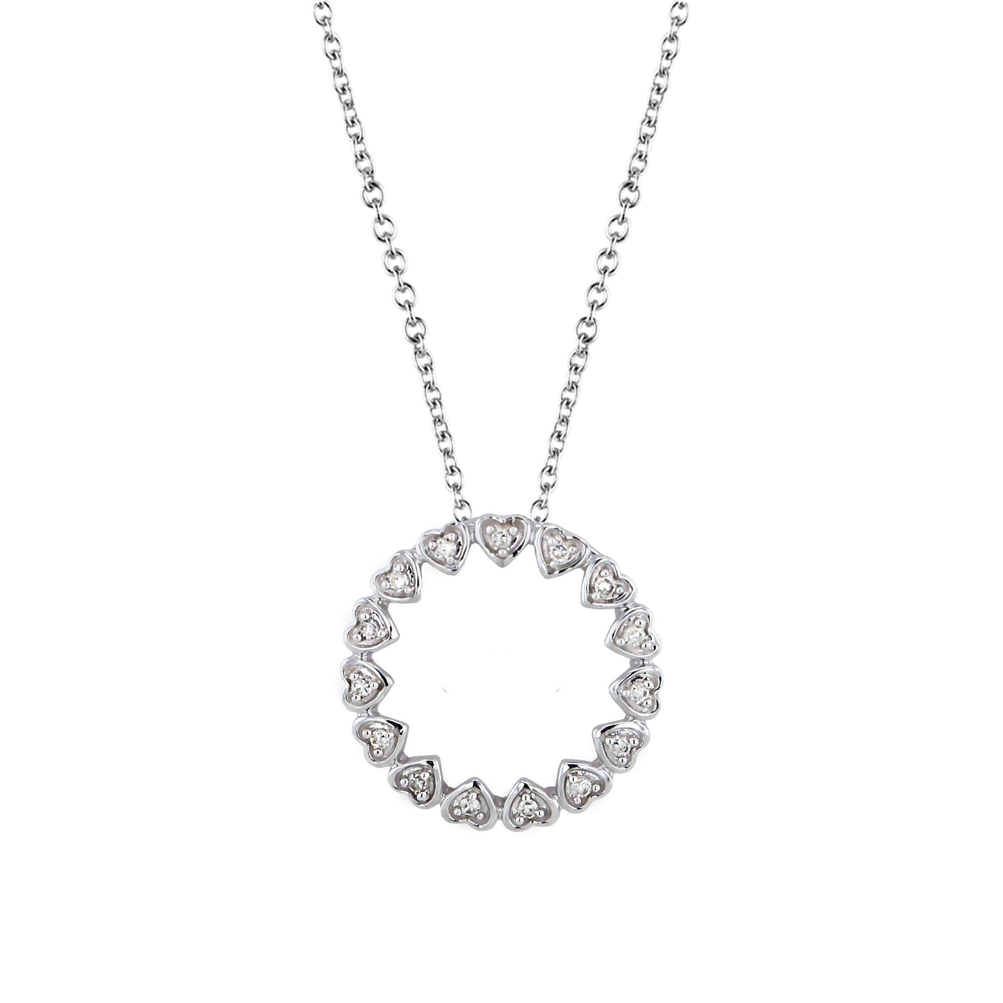 Silver circle online necklace with diamonds