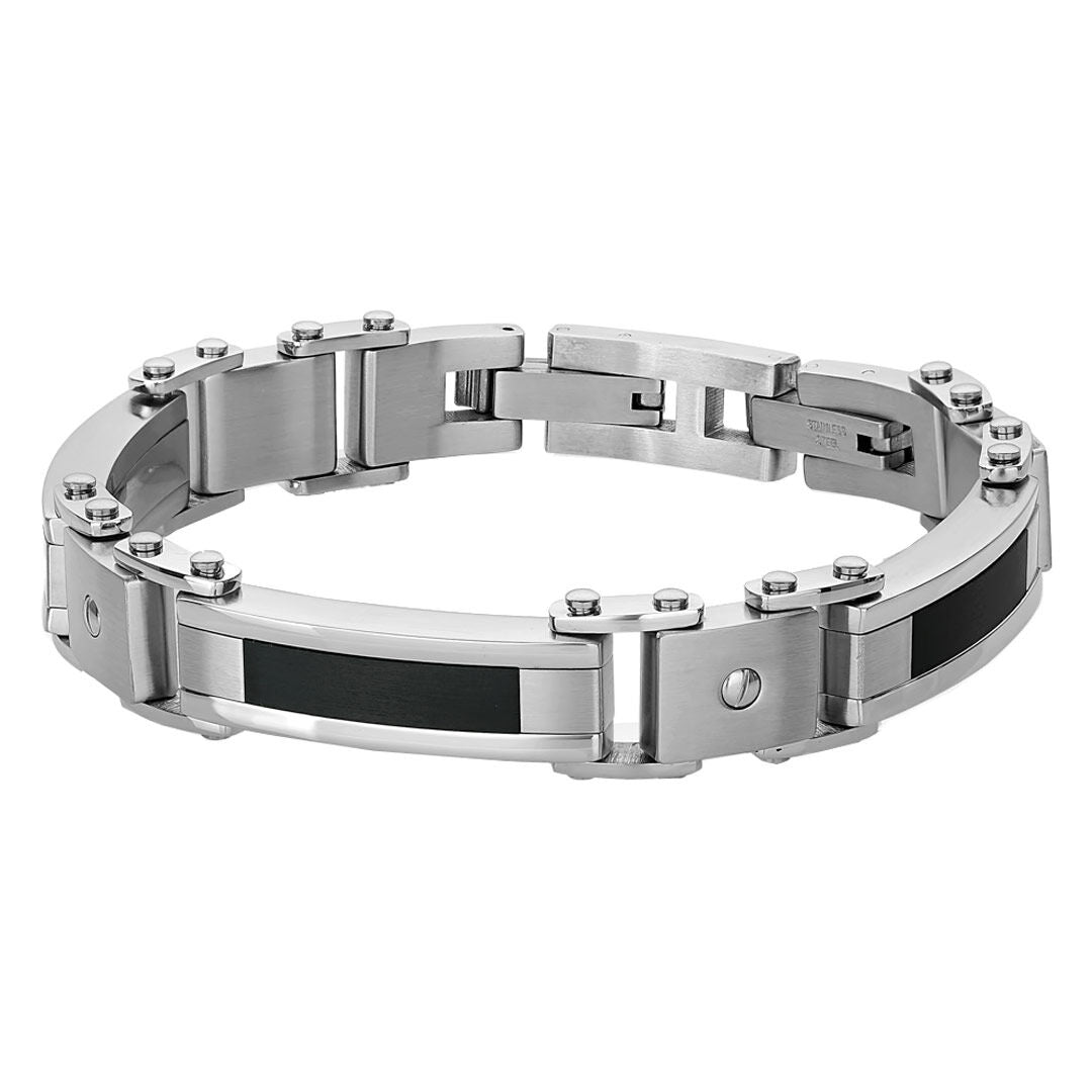 Cullinan Stainless Steel and Black Carbon Fiber Link Bracelet – Steven ...