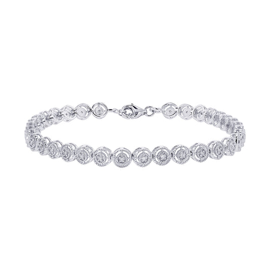 Silver Vintage Circle Diamond Bracelet