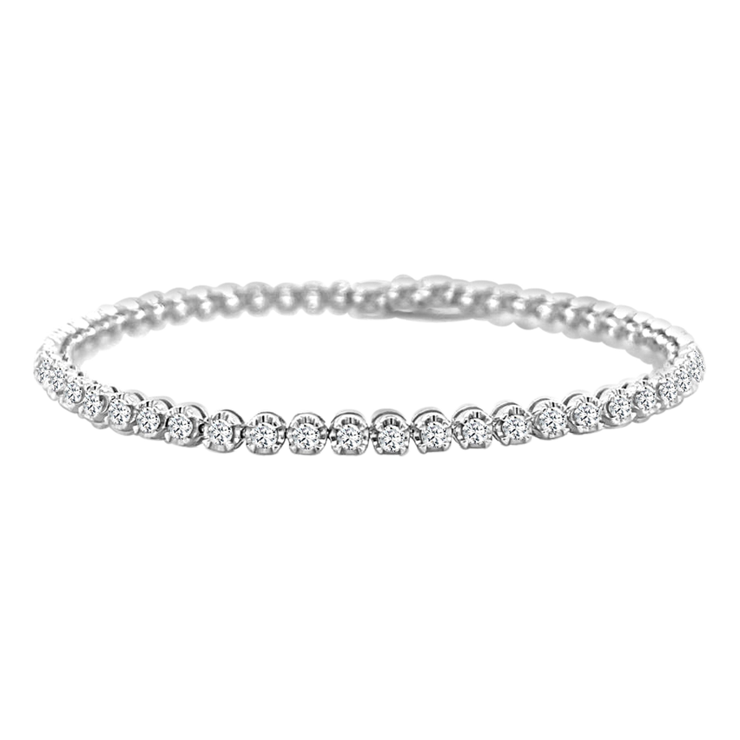 Silver Flourish Diamond Bangle Bracelet  Steven Singer Jewelers