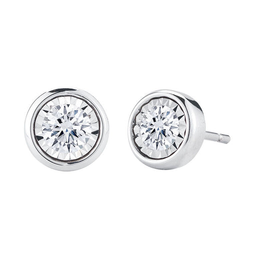 Mirage Bezel Diamond Stud Earrings 1/20ct