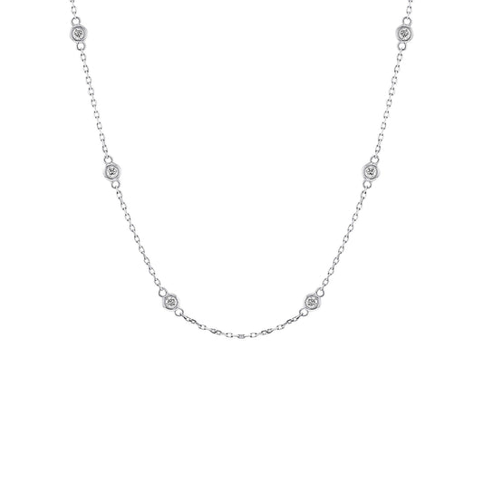 Classic Bezel Station Diamond Necklace 3/4ct