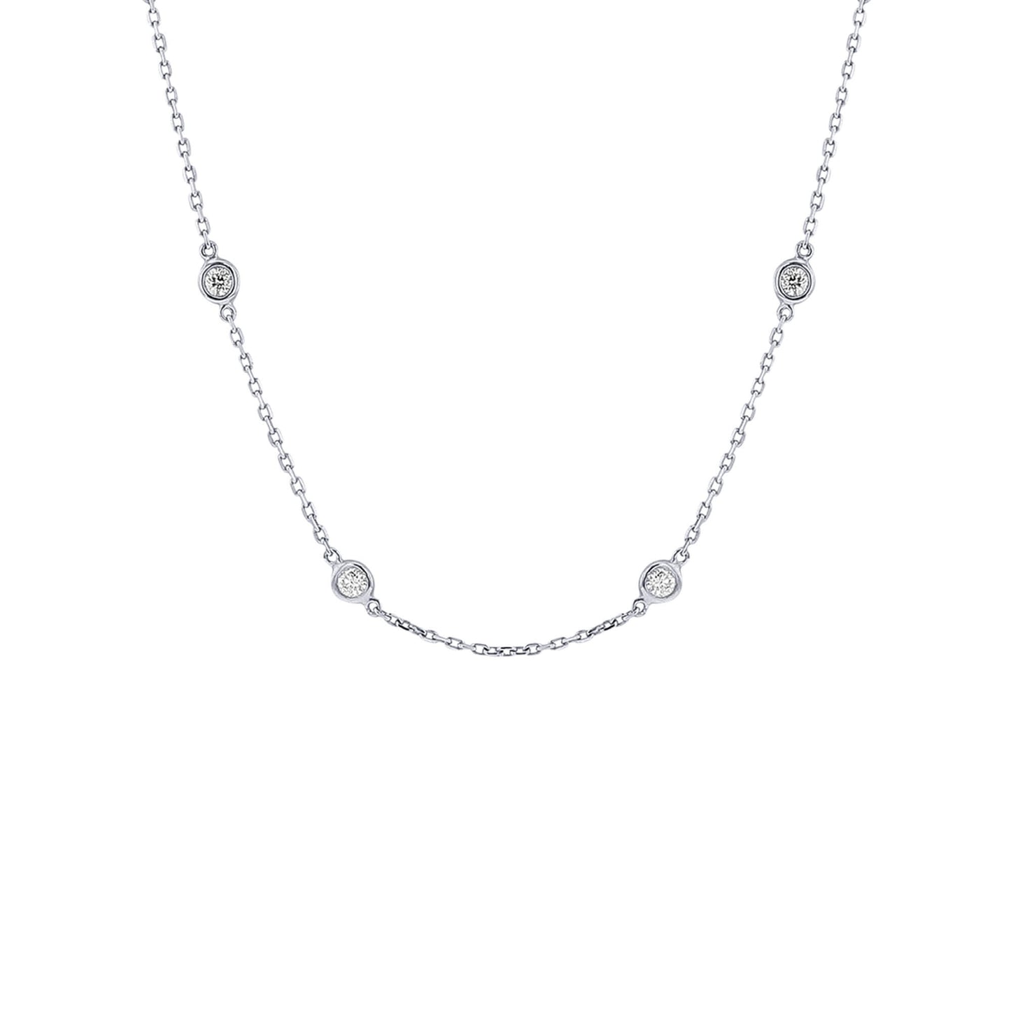 Classic Bezel Station Diamond Necklace 1ct