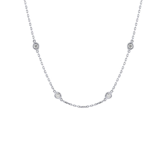 Classic Bezel Station Diamond Necklace 1ct