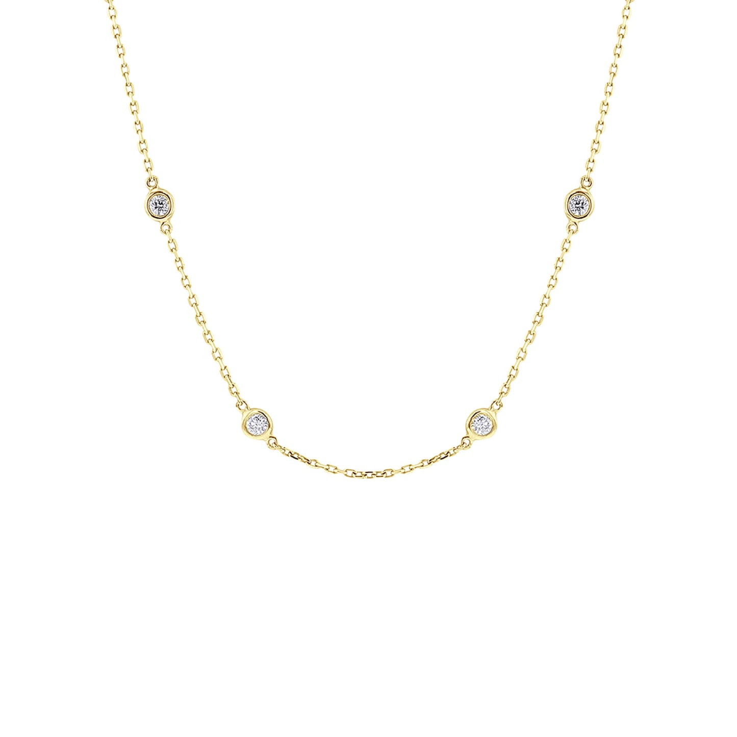 Classic Bezel Station Diamond Necklace 1ct