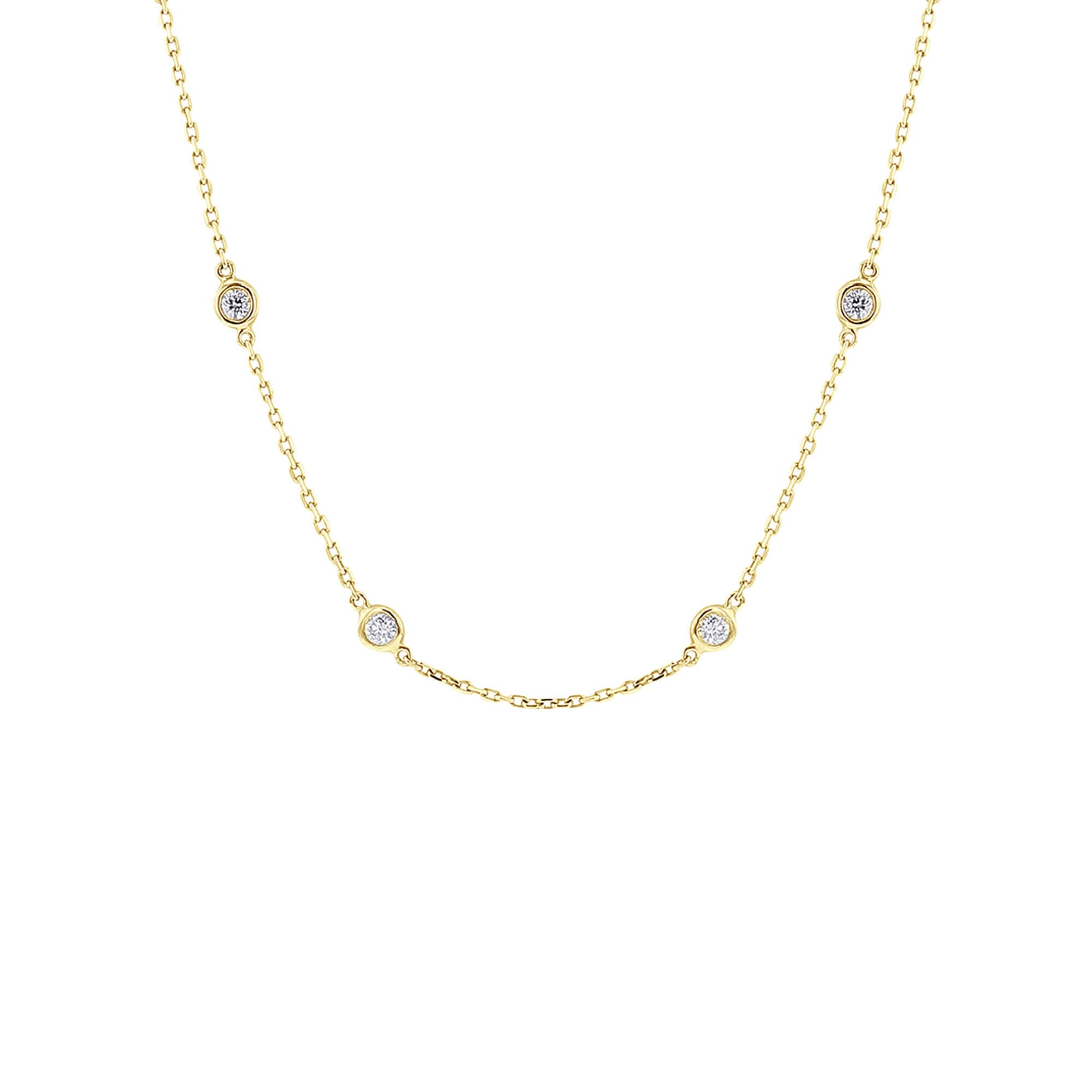 Classic Bezel Station Diamond Necklace 1ct