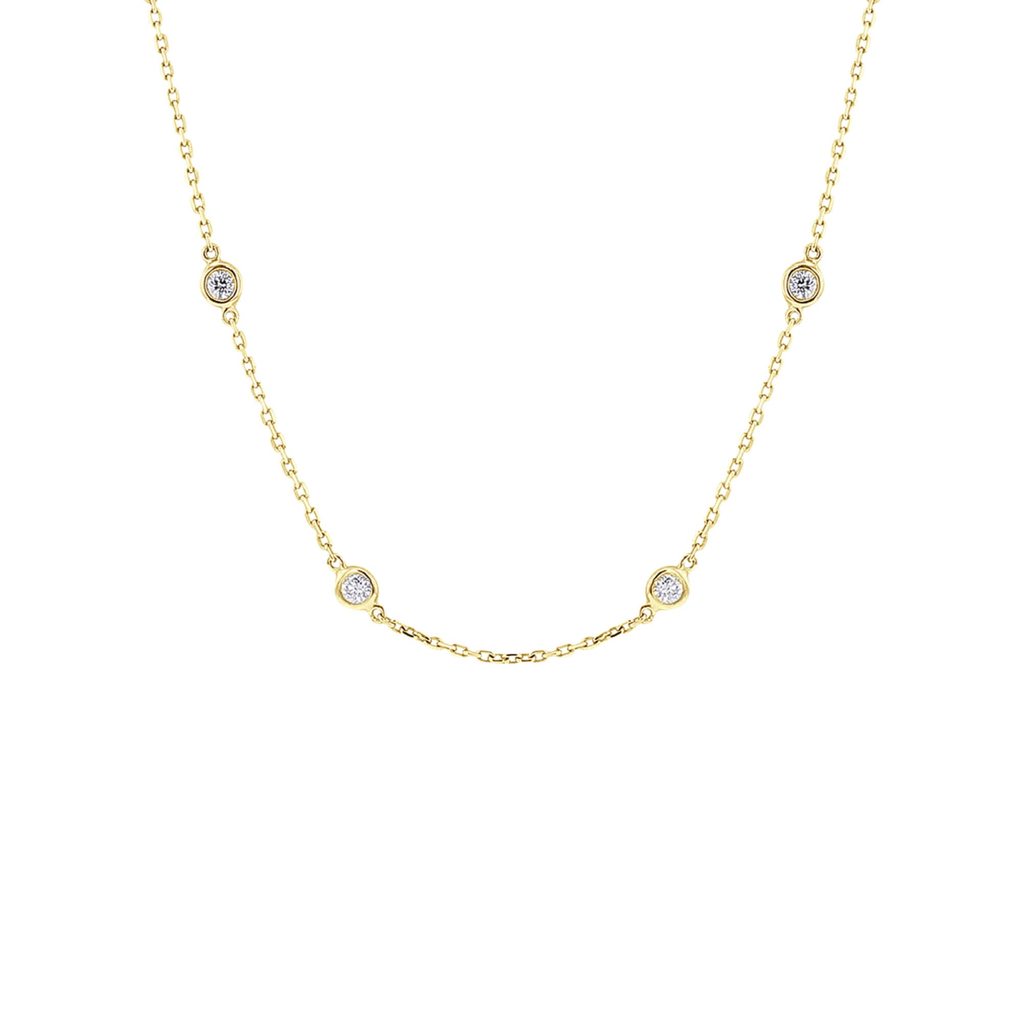 Classic Bezel Station Diamond Necklace 1ct