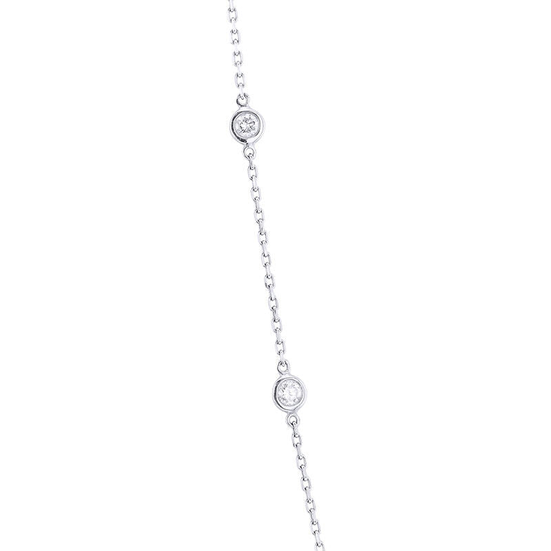 Classic Bezel Station Diamond Necklace 1ct