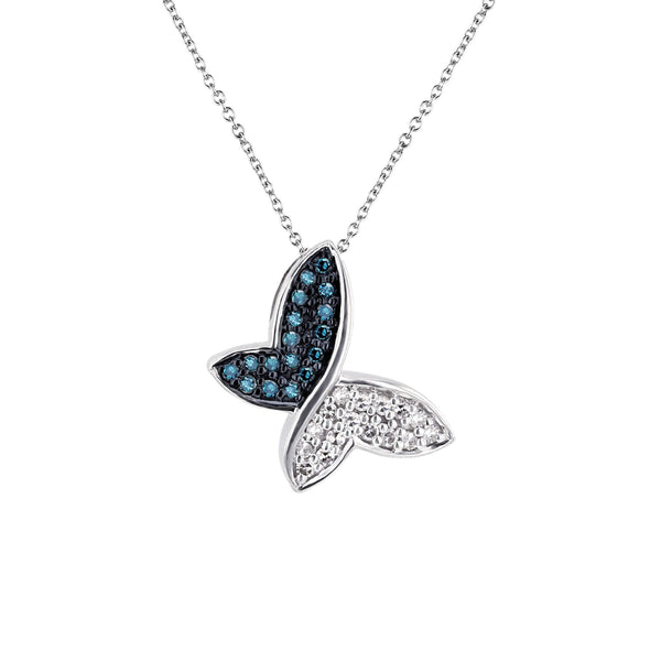 Blue Spinel Butterfly Necklace; 925 Blue & Black Butterfly; Sterling Silver Pave Butterfly popular Necklace; Blue Butterfly Pendant, Infinity Close